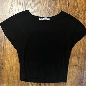 Zara Women's Elegant Black Short Sleeve Top